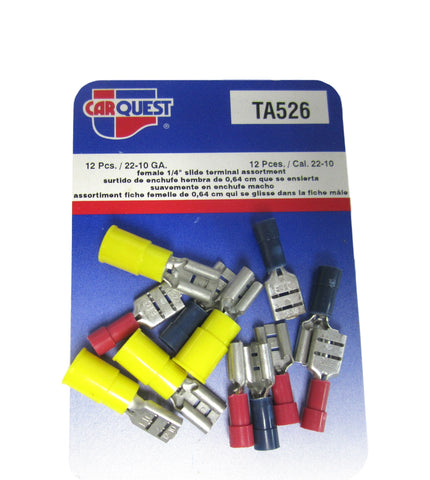Carquest TA526 TA 526 22-10 Gauge 1/4" Female Slide Assorted Terminals New!