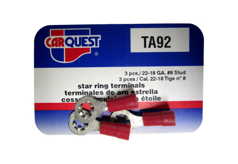 Carquest TA92 TA 92 22-18 Gauge #8 Stud Star Ring Terminals Brand New!
