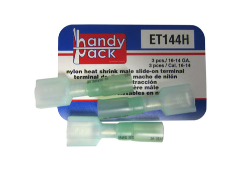 Standard Handy Pack ET144H 16-14 Gauge Nylon Heat Shrink Male Slide on Terminals