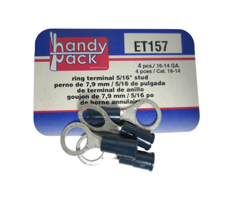 Standard Handy Pack ET157 16-14 Gauge 5/16 Stud Ring Terminals 4 Pcs. New!