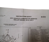 5611 Off Vehicle Carburetor Service Holley Carburetor Model 4010 4011