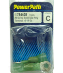 PowerPath 784408 (3) Pieces #8 Screw Solid Seal Ring Terminal 16-14 Gauge