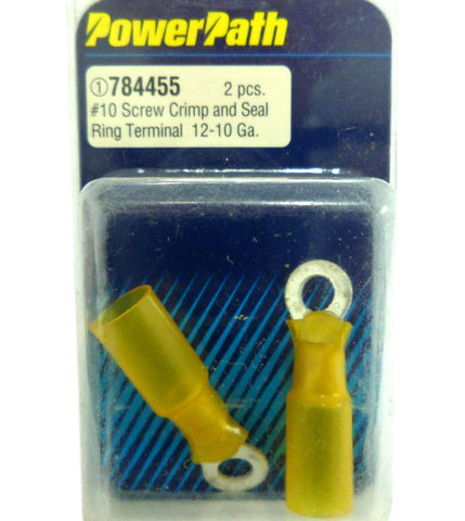 PowerPath 784455 #10 Screw Crimp and Seal Ring Terminal 12-10 Gauge (2) Pieces