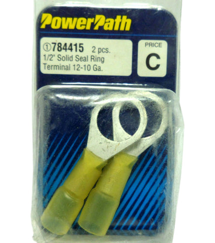 PowerPath 784415 (2) Pieces 1/2" Solid Seal Ring Terminal 12-10 Gauge