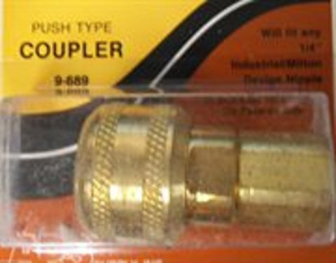 9-689 1/4" Female Industrial Milton Design Nipple Coupler Push Type FREE SHIP