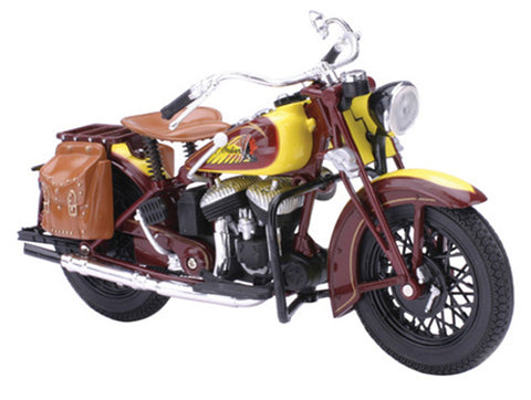 New Ray 42113 1:12 1934 Indian Sport Scout Die-Cast ATV Toy (Yellow-Brown)