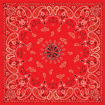 Balboa B003 Bandanna 100% Cotton Red Paisley Premium - 22 X 22 Inch