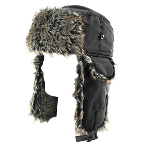 Balboa WTH114 Trooper Hat W/ Grey Fur - Black