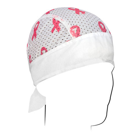 Balboa ZVSBC02 Breast Cancer Pink Ribbon Vented Sport Flydanna - White