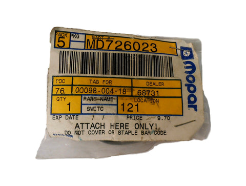 Mopar MD726023 Back Up Lamp Switch 1984-1991 Dodge Colt Vista Plymouth Colt