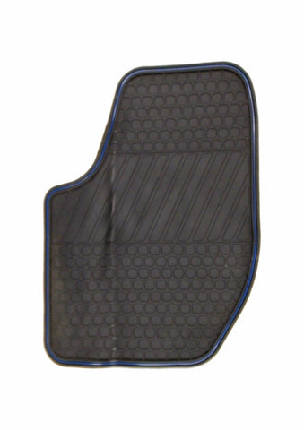 Universal Heavy Rubber Floor Mat 1-Piece Passenger Side BLACK and BLUE