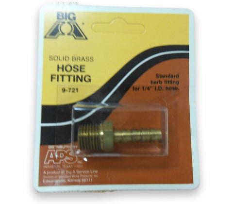 9-721 Solid Brass Hose Barb Fitting Standard for 1/4" I.D Hose