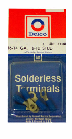 Delco #C 7100 16-14 Gauge 8-10 Stud Set of 5 Solderless Terminals Brand New