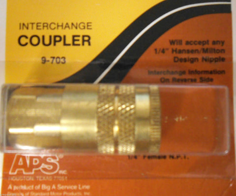 9-703 1/4" Female Hansen Milton Design Nipple Coupler Interchange FREE SHIPPING