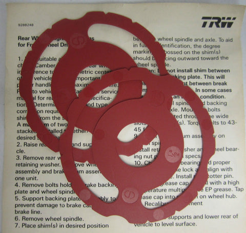 TRW Brand 13523 1/2 Degree Wheel Alignment Shims Brand New!