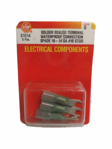 One Stop Brand 81014 Solder Sealed Terminal Waterproof Connection Spade #10 Stud