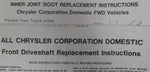 Federal Mogul TRW 224194 CV Joint Boot-Inboard CV Boot BRAND NEW!!!