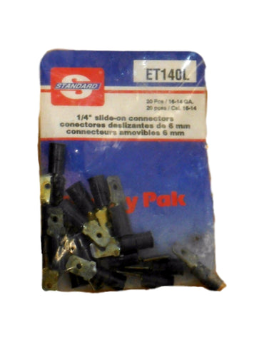 20 Pcs. Handy Pack ET140L 1/4" Slide On Connector 16-14 Gauge