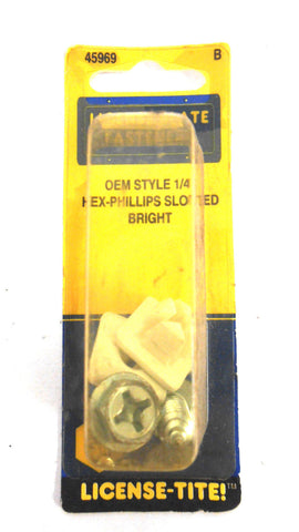 License-Tite! License Plate Fasteners 45969 Hex Phillips Slotted Bright 1/4"