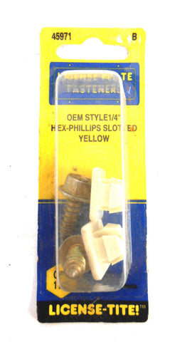 License-Tite! License Plate Fasteners 45971 Hex Phillips Slotted Yellow 1/4"