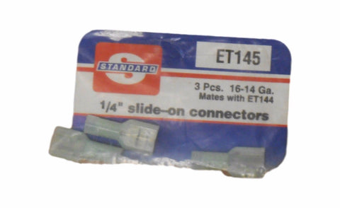 Three (3) Standard 1/4" Slide-On Connectors ET145 16-14 Ga. Mates With ET144