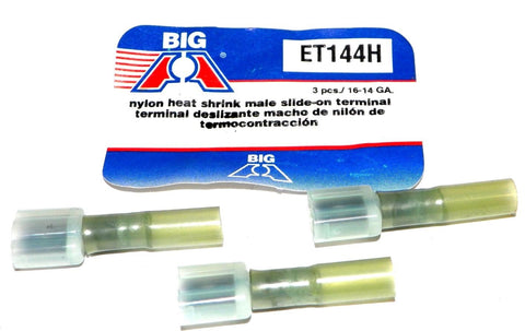 BIG A ET144H 16-14 GA Nylon Heat Shrink Male Slide on Terminals (3 Pcs)