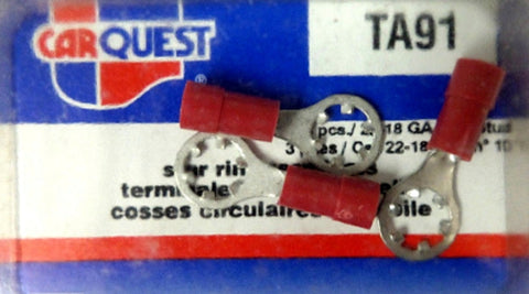 Carquest TA91 TA-91 3pc #10 Stud Star Ring Terminals Brand New