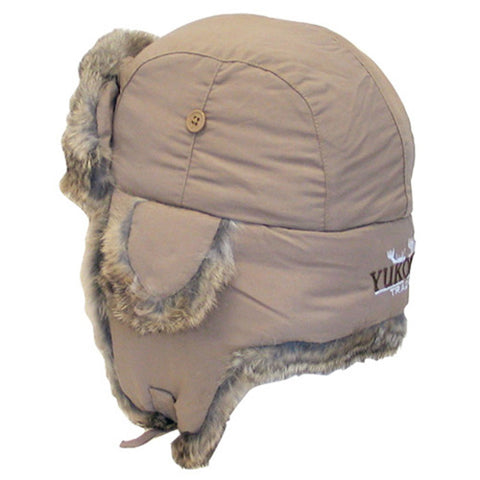 Yukon HG632 Taslan Alaskan Hat - Tan with Brown Fur Large